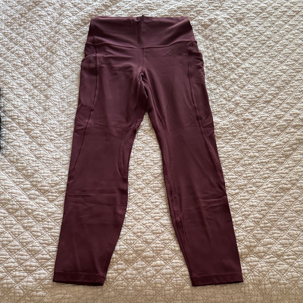 lululemon athletica maroon align Leggings WITH POCKETS size 6. 25in inseam
